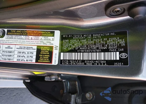 2015 Toyota Avalon Xle Premium из США, поврежденный, VIN 4T1BK1EB5FU167891